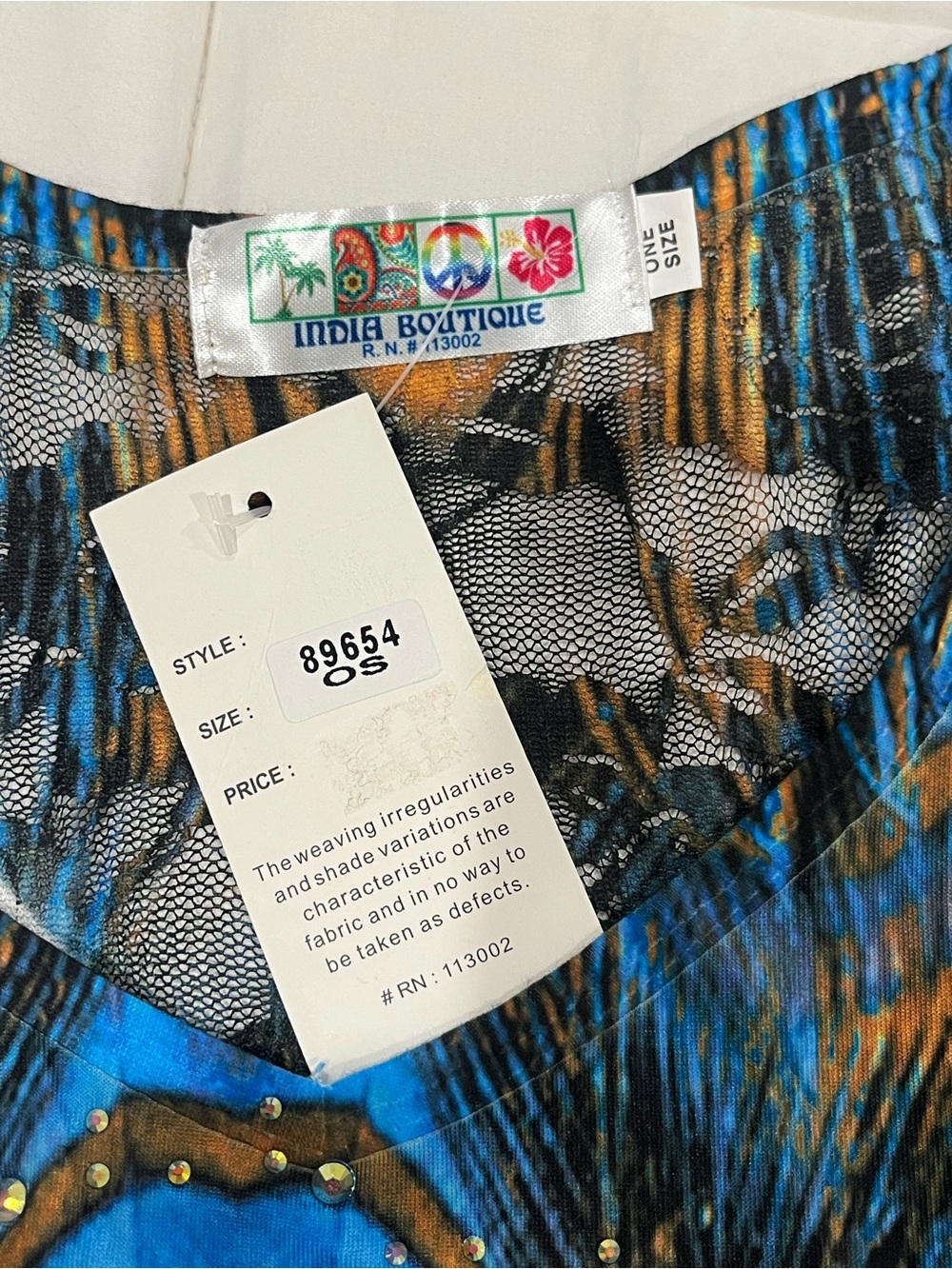 NWT India Boutique Blue Peacock Feather Embellished Asymmetric Hem Tank Dress OS - Picture 8 of 8